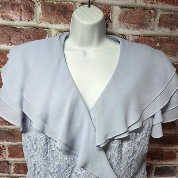 Patra Floral Lace Blazer Jacket | Women’s 13/14 | Light Blue Short Sleeve - Picture 2 of 8